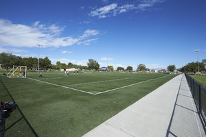 A soccer field in the Justice Myron E. Leavitt & Jaycee Community Park, Las Vegas, Nevada: digital photograph