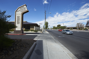 Businesses on East Sahara Avenue near Burnham Avenue looking west, Las Vegas, Nevada: digital photograph