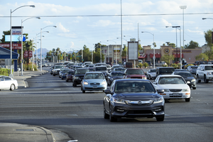 Traffic on South Eastern Avenue at East Sahara Avenue looking north, Las Vegas, Nevada: digital photograph