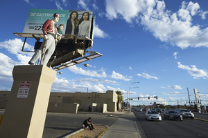 Zelzah Shriners statue on South Eastern Avenue at East Sahara Avenue looking south, Las Vegas, Nevada: digital photograph