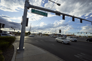 Traffic on South Eastern Avenue at East Sahara Avenue looking west, Las Vegas, Nevada: digital photograph