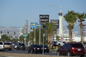 Traffic on East Sahara Avenue looking west near Boulder Highway, Las Vegas, Nevada: digital photograph
