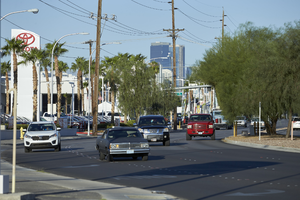 Traffic on East Sahara Avenue looking west near Boulder Highway, Las Vegas, Nevada: digital photograph
