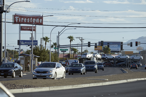 Traffic on East Sahara Avenue looking north near Boulder Highway, Las Vegas, Nevada: digital photograph