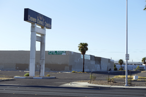 Former Crown Event Center commercial property on East Sahara Avenue at Boulder Highway looking south, Las Vegas, Nevada: digital photograph