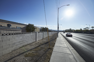 Sidewalk treatment on East Sahara Avenue near Boulder Highway looking east, Las Vegas, Nevada: digital photograph
