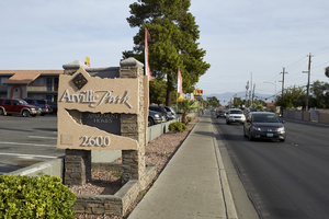 The Arville Park Apartments on Arville Street looking north, Las Vegas, Nevada: digital photograph