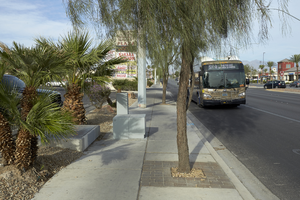 Sidewalks on  West Sahara Avenue west of Arville Street, looking west, Las Vegas, Nevada: digital photograph
