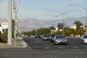 Traffic on West Sahara Avenue at Decatur Boulevard, Las Vegas, Nevada: digital photograph