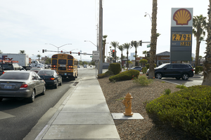 Traffic on West Sahara Avenue at Decatur Boulevard, looking east, Las Vegas, Nevada: digital photograph