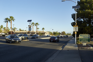 Traffic on Jones Boulevard north of West Sahara Avenue, looking north, Las Vegas, Nevada: digital photograph