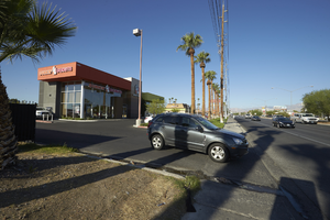 Dunkin' Donuts on West Sahara Avenue, looking west, Las Vegas, Nevada: digital photograph