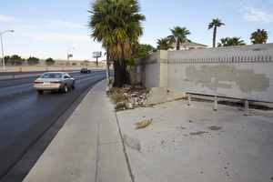 Flood control feature of single family housing development on East Sahara Avenue west of Lamb Boulevard, looking west, Las Vegas, Nevada: digital photograph