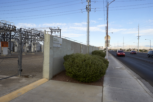 NV Energy Sahara Substation on East Sahara Avenue west of Lamb Boulevard, looking west, Las Vegas, Nevada: digital photograph