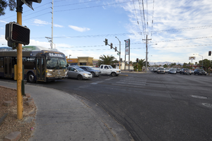 The intersection of East Sahara Avenue and Lamb Boulevard, looking north, Las Vegas, Nevada: digital photograph