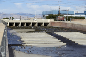 Flamingo Wash at Lamb Boulevard, looking west, Las Vegas, Nevada: digital photograph