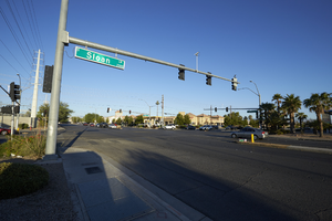 Sloan Lane and East Sahara Avenue, looking west, Las Vegas, Nevada: digital photograph
