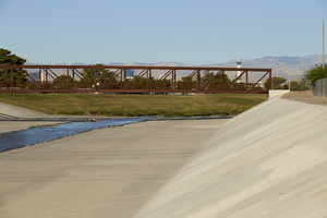 Bridge at Club at Sunrise Golf Course, looking west, Las Vegas, Nevada: digital photograph