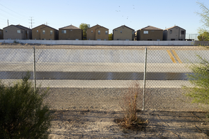 Single family homes next to the Las Vegas Wash, looking south, Las Vegas, Nevada: digital photograph