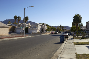 Woodfield Drive off Sloan Lane north of East Sahara Avenue, looking east, Las Vegas, Nevada: digital photograph