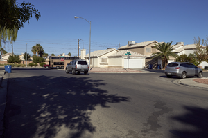 Single family homes off Sloan Lane north of East Sahara Avenue, looking west, Las Vegas, Nevada: digital photograph
