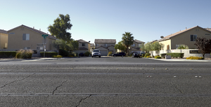 Car on Fern View Lane along East Sahara Avenue east of Sloan Lane, looking south, Las Vegas, Nevada: digital photograph