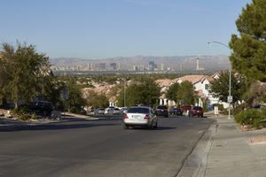 American Beauty Avenue off Hollywood Boulevard north of East Sahara Avenue, looking west, Las Vegas, Nevada: digital photograph