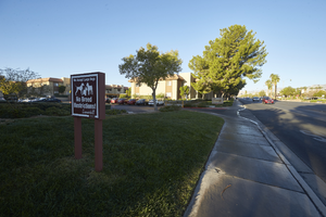 Sign at apartment complex on West Sahara Avenue west of Fort Apache Road, looking west, Las Vegas, Nevada: digital photograph