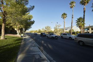 Traffic on West Sahara Avenue east of Grand Canyon Drive, looking west, Las Vegas, Nevada: digital photograph