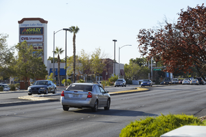 Traffic on Fort Apache Road north of West Sahara Avenue, looking southeast, Las Vegas, Nevada: digital photograph