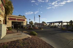 Gas station, store and car wash on West Sahara Avenue and Buffalo Drive, looking northeast, Las Vegas, Nevada: digital photograph