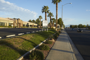 Businesses along Buffalo Drive north of West Sahara Avenue, looking north, Las Vegas, Nevada: digital photograph