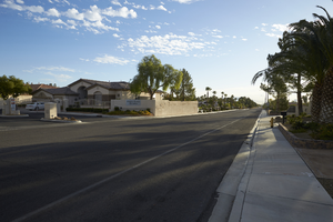 Via Olivero Avenue with single family housing, looking northeast, Las Vegas, Nevada: digital photograph