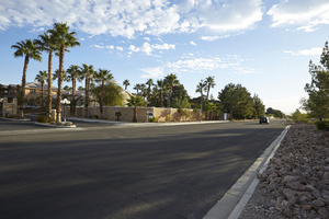 Gated community on Via Olivero Avenue near Buffalo Drive and West Sahara Avenue, looking northeast, Las Vegas, Nevada: digital photograph