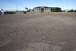 Vacant land and building under construction on West Sahara Avenue east of Buffalo Drive, looking west, Las Vegas, Nevada: digital photograph