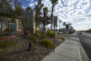 Office complex on West Sahara Avenue west of Tenaya Way, looking northeast, Las Vegas, Nevada: digital photograph