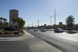 Commercial signage along West Sahara Avenue west of Buffalo Road, looking east, Las Vegas, Nevada: digital photograph