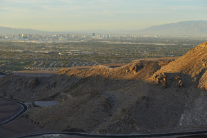 Ascaya development with Las Vegas skyline as seen from a lot on Cloudrock Court, looking northwest, Henderson, Nevada: digital photograph