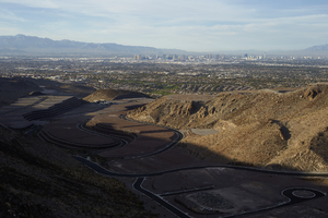 the Ascaya luxury home development with views of the Las Vegas Valley as seen from Cloudrock Court, Henderson, Nevada: digital photograph