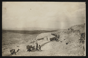 Goldfield railroad workers in the desert: photographic print