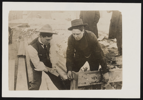 Two unidentified individuals in the desert: photographic print