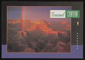 Rainbow at sunset from Yaki Point at the Grand Canyon: postcard