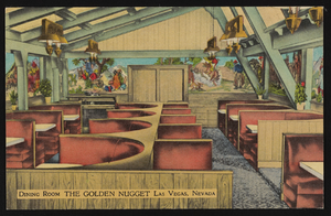 Golden Nugget Gambling Hall dining room illustration: postcard