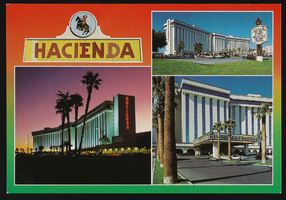 Exterior views of the Hacienda Hotel and Casino: postcards