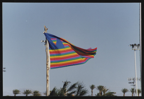 Rainbow flag flying at Gay Pride: photographic print