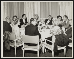 Gracie Allen (left with back to camera), Ena Henderson (right with back to camera), Carol Channing (back of table, center), and Wanda and Reginald Pegram (back of table, right): photographic print