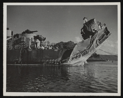 Damaged ship that Reginald Pegram served on: photographic prints