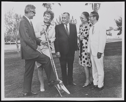 Judy Bayley at the groundbreaking for the opening of the Judy Bayley Theatre: photographic print