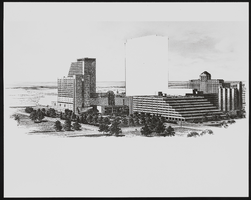 Conceptual sketch of high-rise buildings with the Showboat Casino on the left, Atlantic City, New Jersey: photographic print