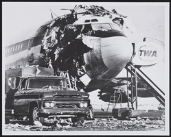 Damaged Trans World Airlines jet: photographic print